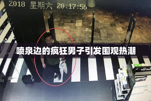 喷泉边的疯狂男子引发围观热潮