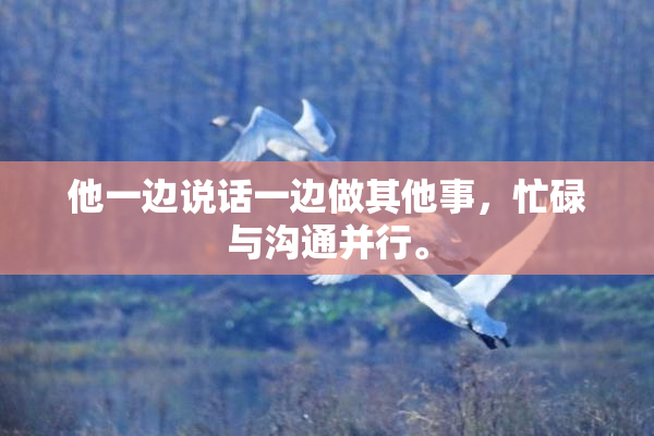 他一边说话一边做其他事，忙碌与沟通并行。
