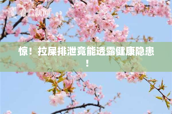 惊！拉屎排泄竟能透露健康隐患！