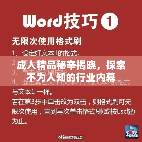 成人精品秘辛揭晓，探索不为人知的行业内幕