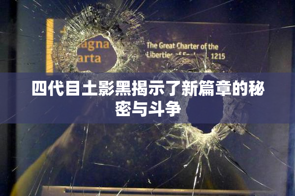 四代目土影黑揭示了新篇章的秘密与斗争