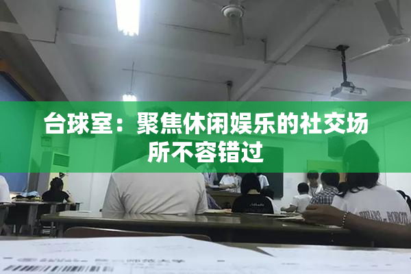 台球室：聚焦休闲娱乐的社交场所不容错过