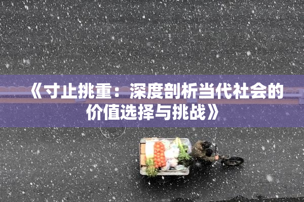 《寸止挑重：深度剖析当代社会的价值选择与挑战》