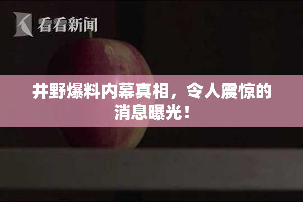 井野爆料内幕真相，令人震惊的消息曝光！