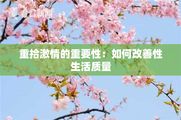 重拾激情的重要性：如何改善性生活质量