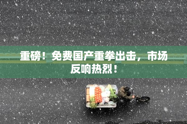 重磅！免费国产重拳出击，市场反响热烈！
