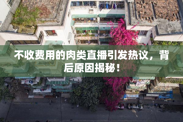 不收费用的肉类直播引发热议，背后原因揭秘！