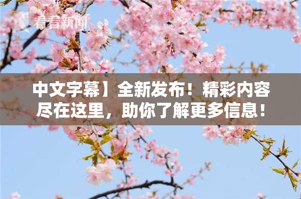 中文字幕】全新发布！精彩内容尽在这里，助你了解更多信息！