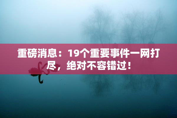 重磅消息：19个重要事件一网打尽，绝对不容错过！